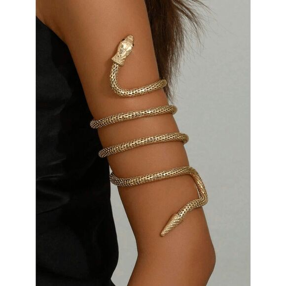 ✨🐍 2PCS Gold Snake Bendable Design Blingy Statement Bracelet & Necklace Set NEW - Picture 14 of 16